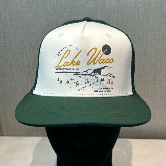 NEW Magnolia Lake Waco Trucker Hat Cap Snapback Adjustable Green White Silos - Picture 1 of 8